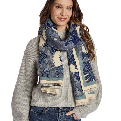 Studio Floral Motif Double Sided Softer than Cashmere Shawl