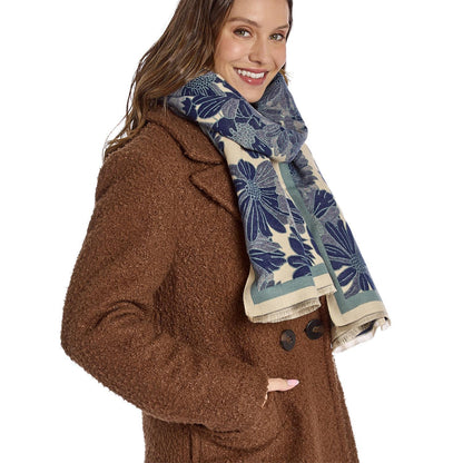 Studio Floral Motif Double Sided Softer than Cashmere Shawl