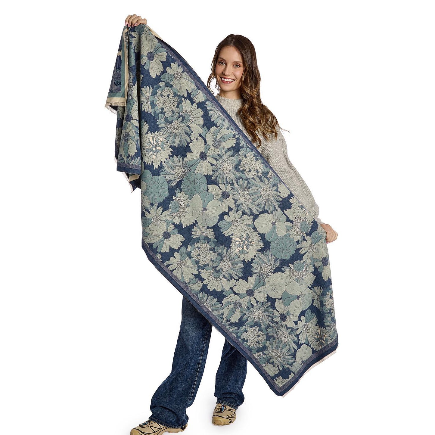 Studio Floral Motif Double Sided Softer than Cashmere Shawl