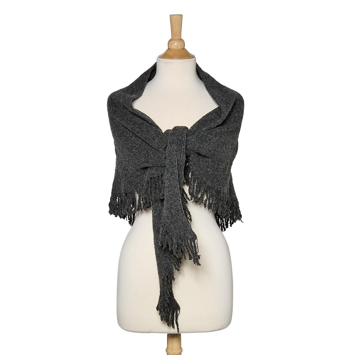Effortless Soft Wool Blend Triangle Shawl with Fringe Trim (*Two Colors*)