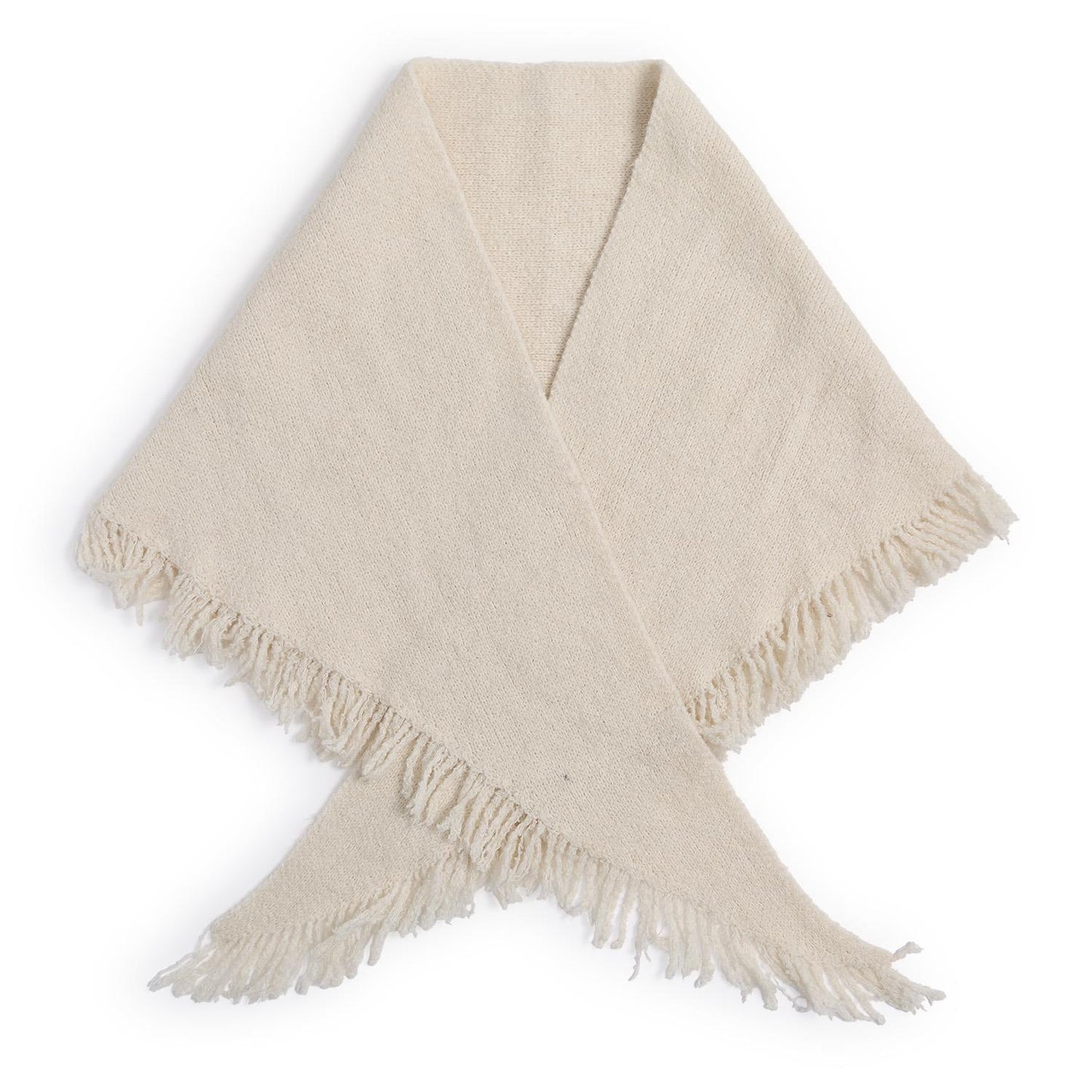 Effortless Soft Wool Blend Triangle Shawl with Fringe Trim (*Two Colors*)