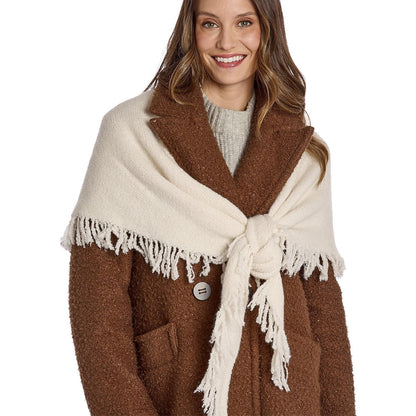 Effortless Soft Wool Blend Triangle Shawl with Fringe Trim (*Two Colors*)
