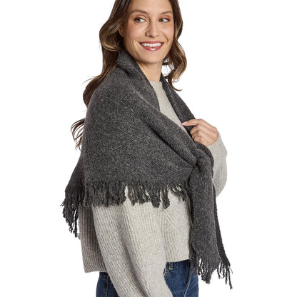 Effortless Soft Wool Blend Triangle Shawl with Fringe Trim (*Two Colors*)
