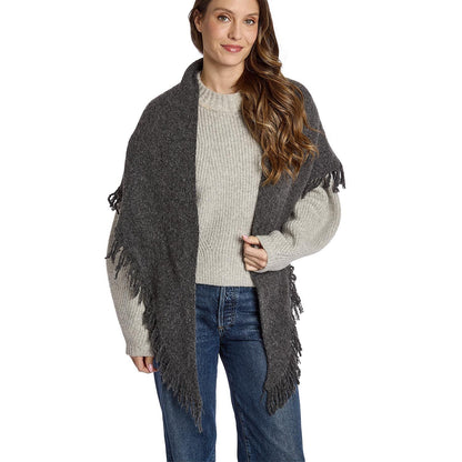Effortless Soft Wool Blend Triangle Shawl with Fringe Trim (*Two Colors*)