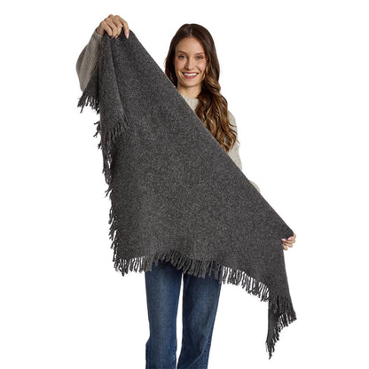 Effortless Soft Wool Blend Triangle Shawl with Fringe Trim (*Two Colors*)