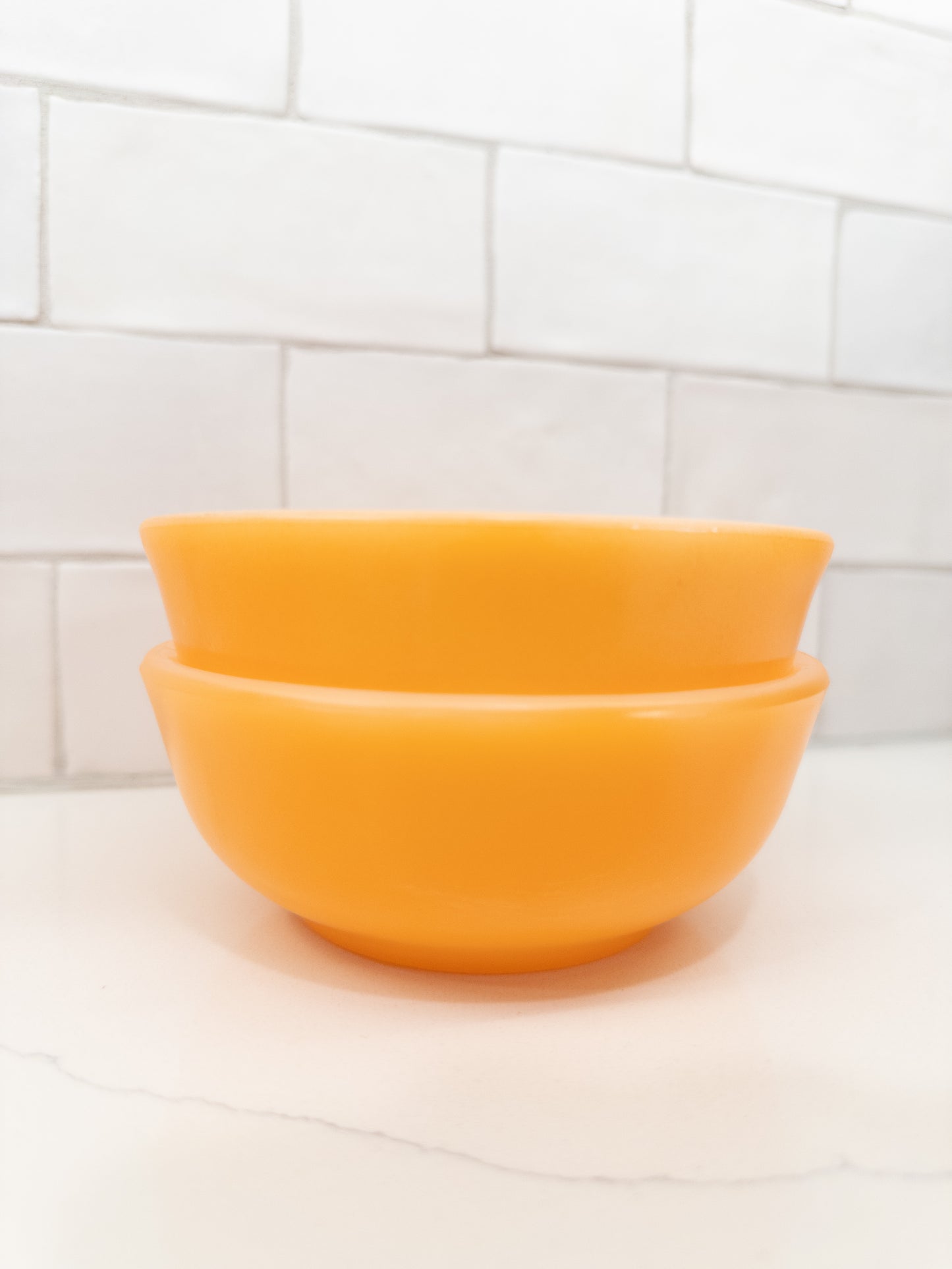 S/2 Vintage Fire-King Orange Milk Glass Bowl