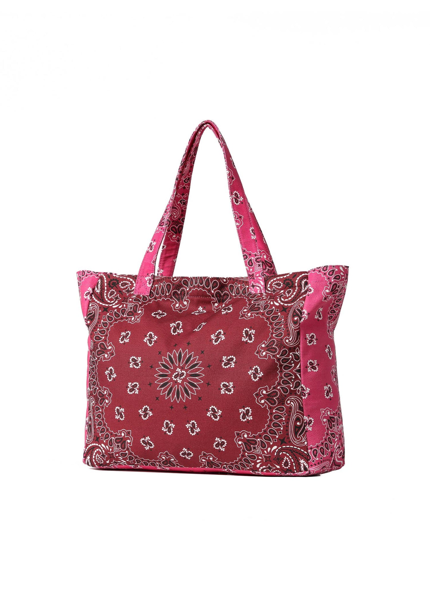 Bailey Burgundy/Pink Bandana Print Canvas Tote