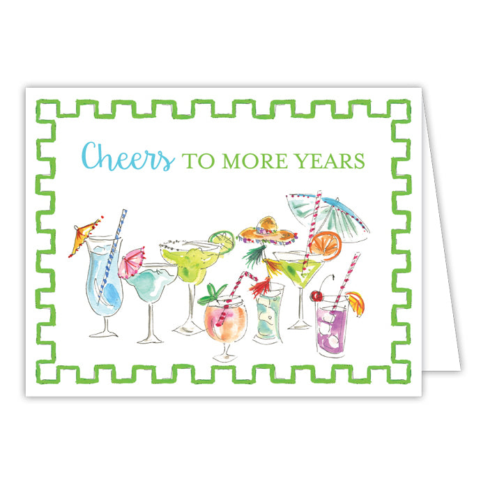 Cheers To More Years Cocktails Small Folded Greeting Card