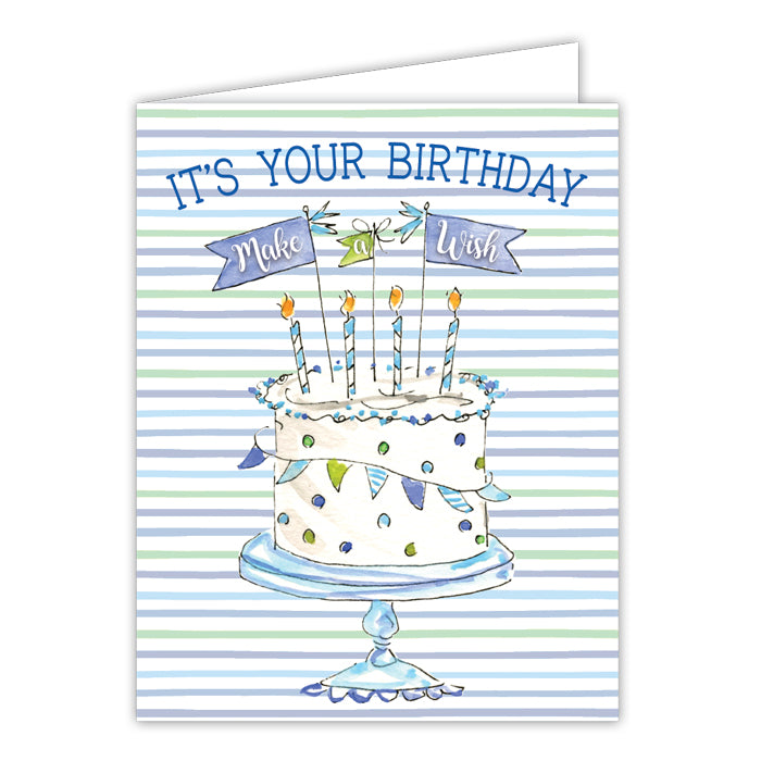 It's Your Birthday Make A Wish Blue Small Folded Greeting Card