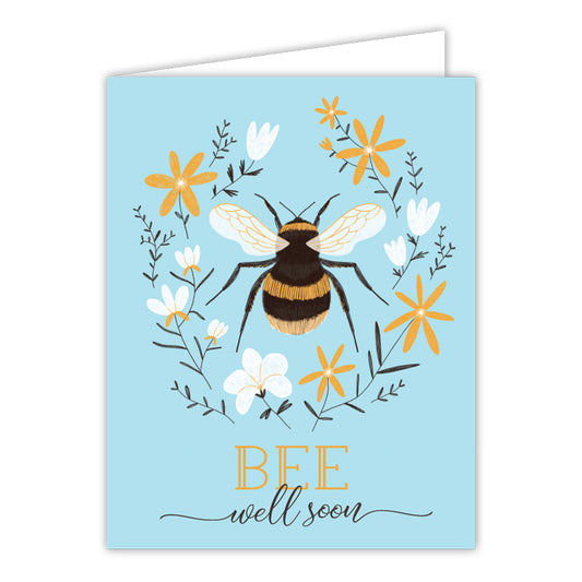Bee Well Soon Bee With Flower Wreath Greeting Card
