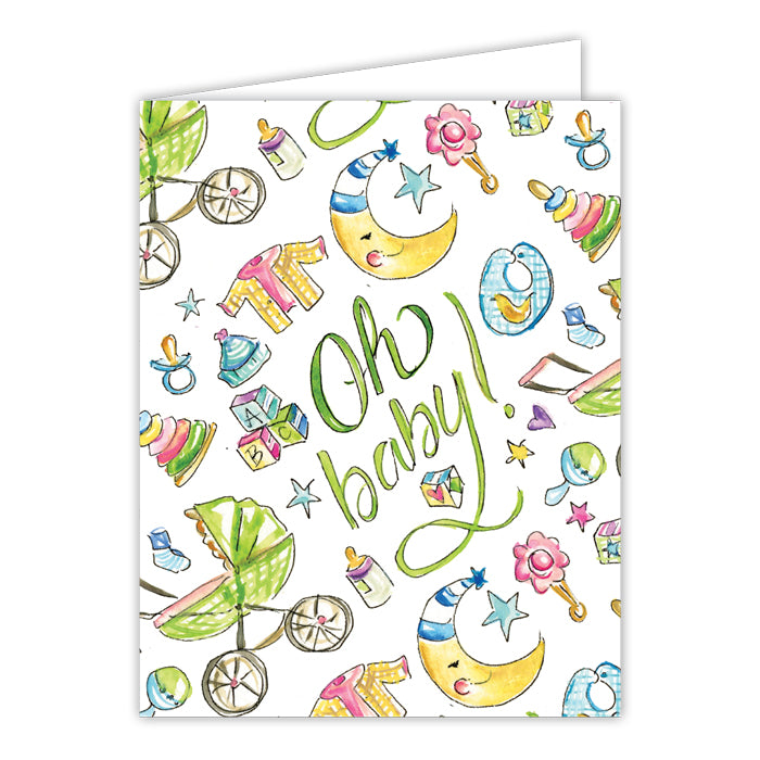 Oh Baby! Handpainted Baby Icons Green Greeting Card