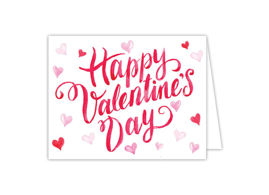 Happy Valentine's Day Red and Pink Hearts Greeting Card