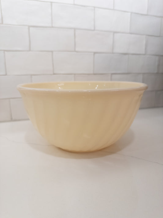 Vintage Fire King 9" Ivory Swirl Pattern Milk Glass Mixing Bowl
