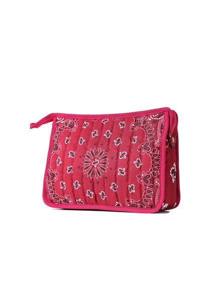 Beau Burgundy Bandana Print Pouch