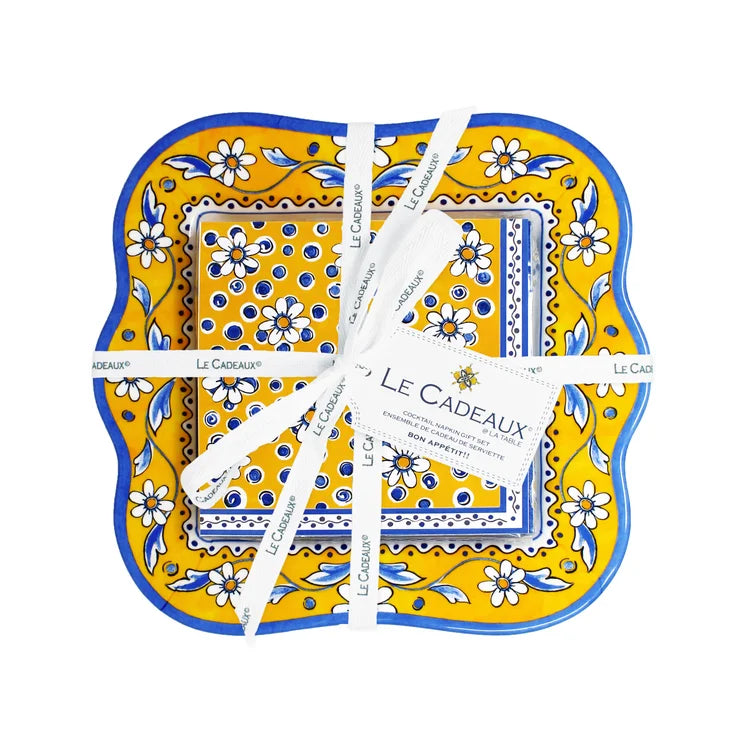 Benidorm Decorative Melamine Napkin Holder & Cocktail Napkins Gift Set