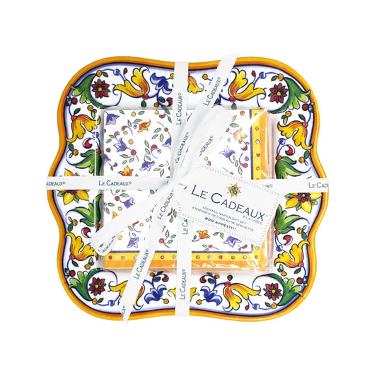 Capri Decorative Melamine Napkin Holder & Cocktail Napkins Gift Set