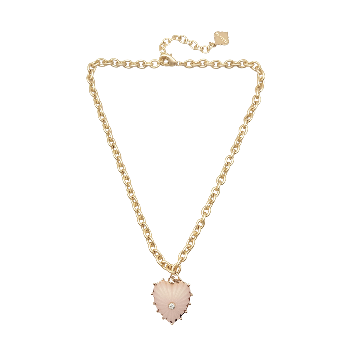 Fornash Adelaide Trinity Necklace in brushed gold with light pink faceted pendant