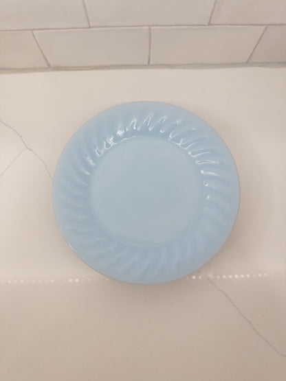 S/4, Vintage Fire King Azurite Delphite 7 1/2" Swirl Plates