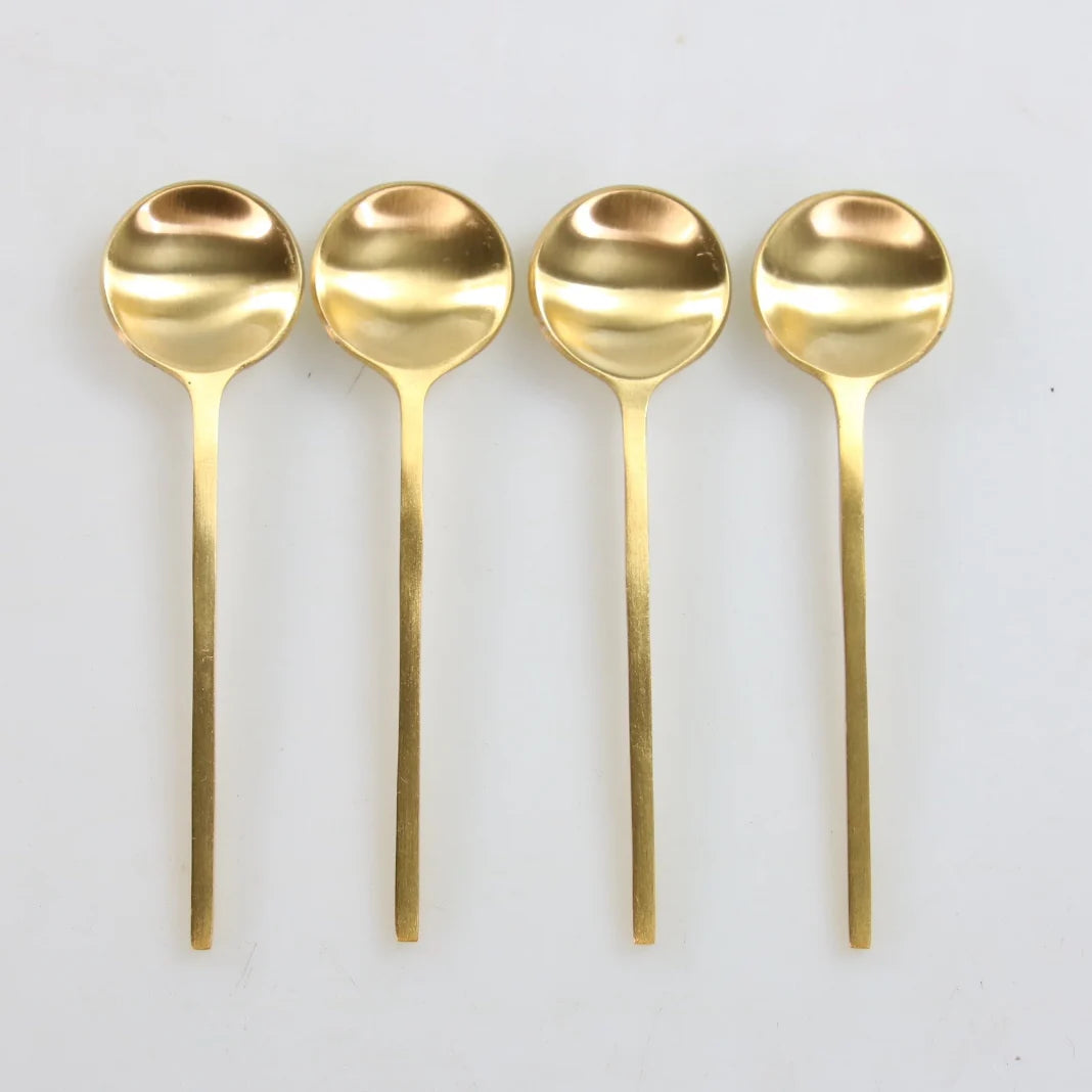 Luxe Gold Thin Mini Spoons, Set of 4