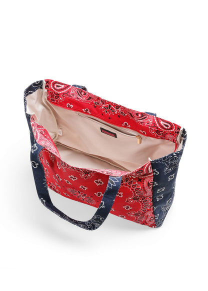 Bailey Red/Navy Bandana Print Canvas Tote