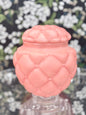 Vintage Consolidated Glass Florette Quilted Satin Pink Biscuit Jar w/ Lid