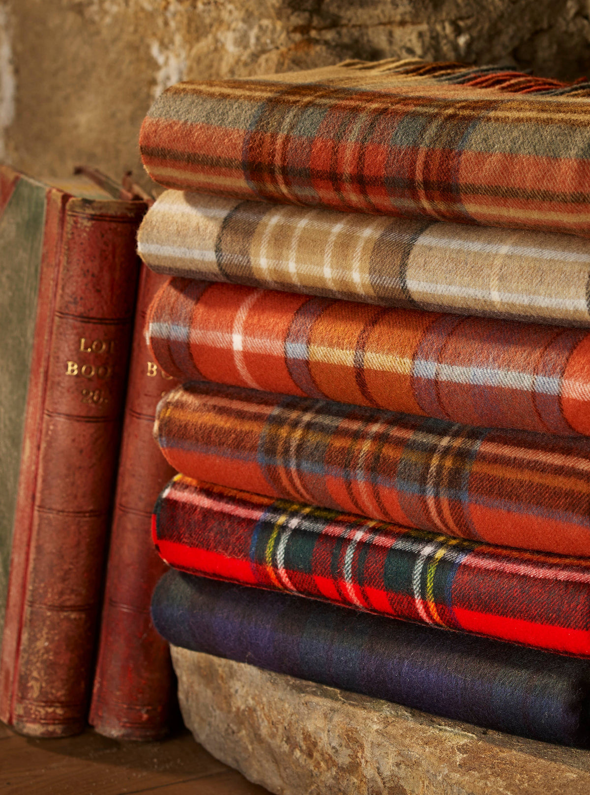 Tartan Plaid Merino Lambswool Throw Blankets, Made in UK