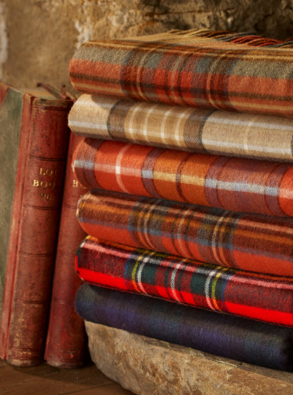 Tartan Plaid Merino Lambswool Throw Blankets, Made in UK