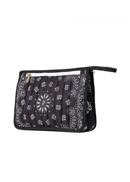 Beau Black Bandana Print Pouch