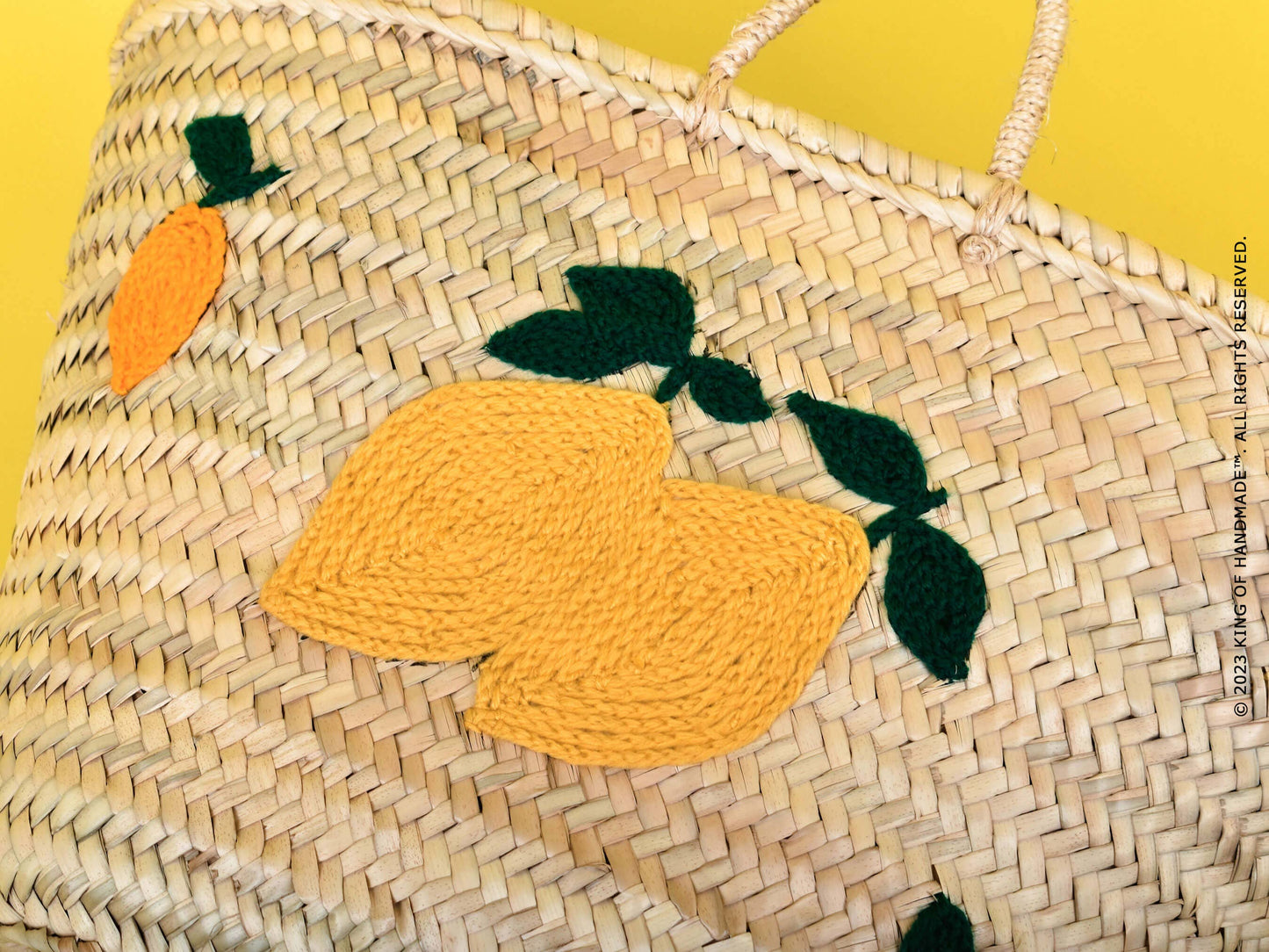 Lemon Italy Straw Beach Bag