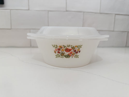 Vintage Arcopal France Milk Glass Covered Dish w/ Chicken Design