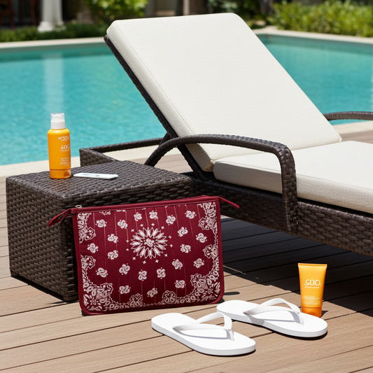 Beau Burgundy Bandana Print Pouch