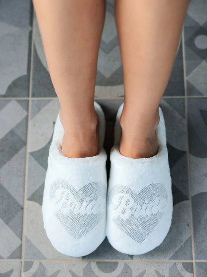Ivory "Bride" Heart Slippers
