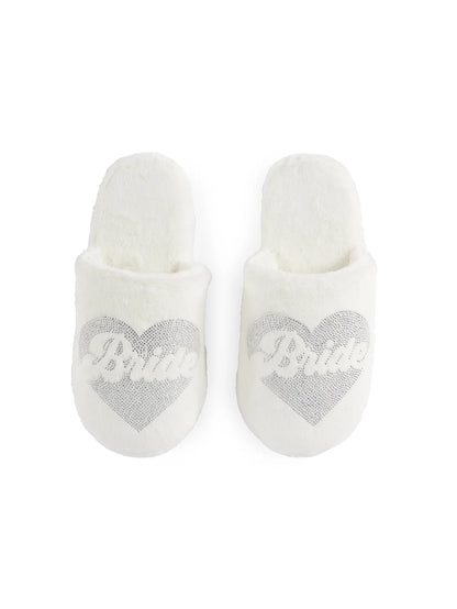 Ivory "Bride" Heart Slippers
