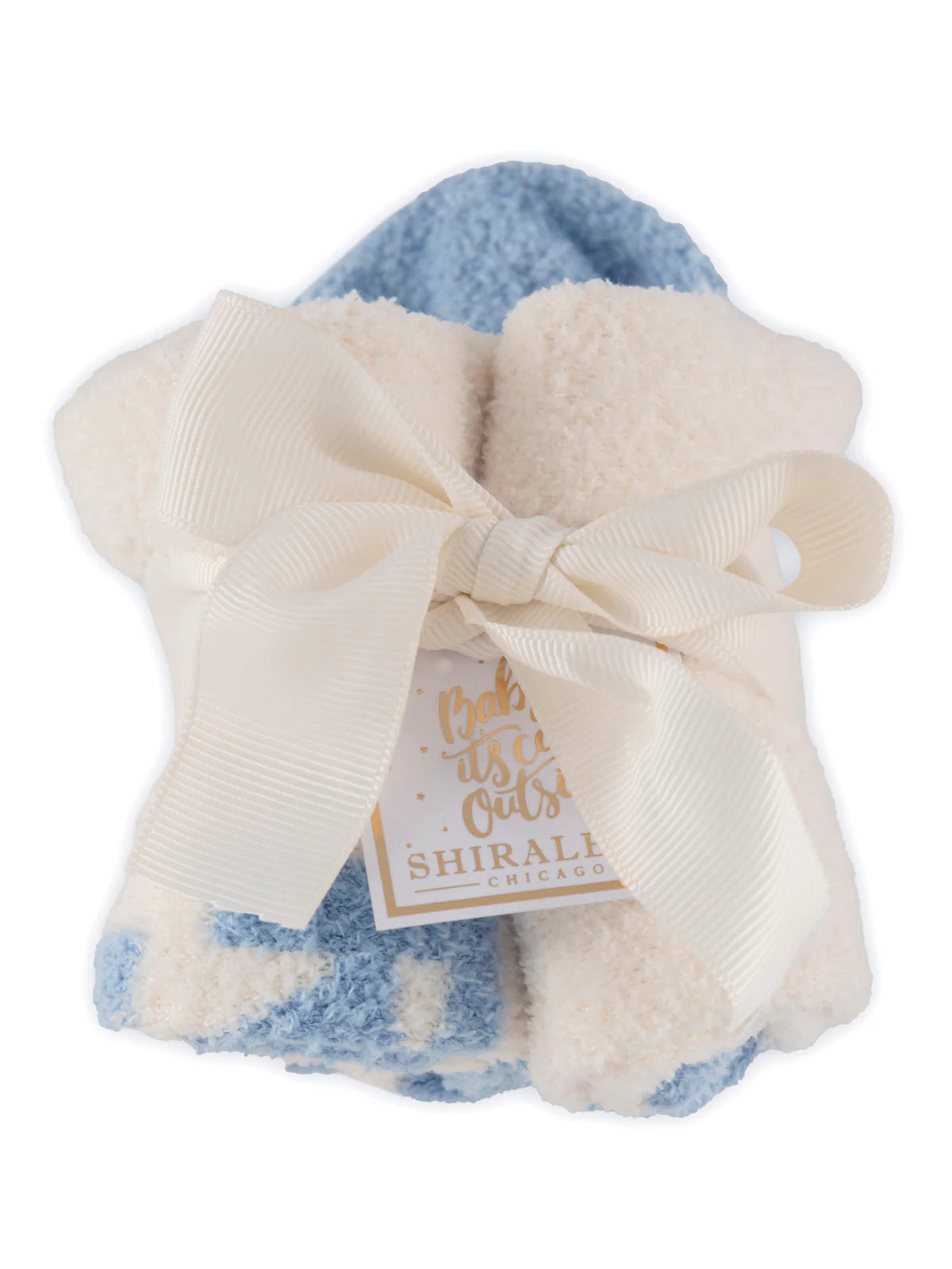 Blue "Bride" Ivory Fuzzy Socks