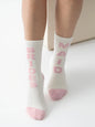 Pink "Bridesmaid" Ivory Fuzzy Socks
