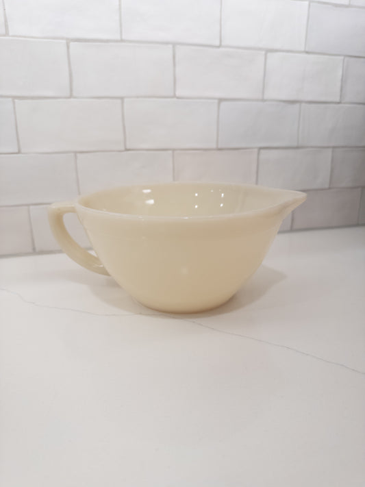 Vintage Fire King Ivory Glass Batter Bowl w/ Spout
