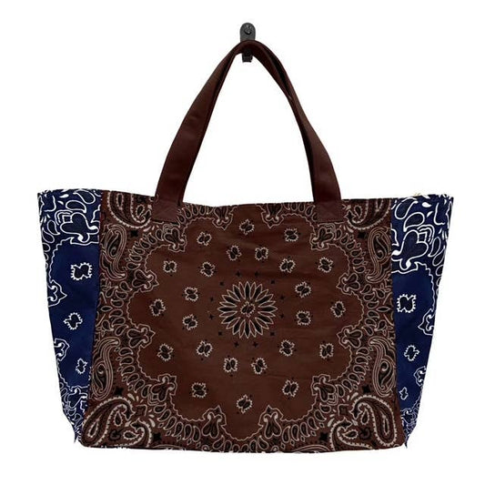 Bailey Brown/Navy Bandana Print Canvas Tote