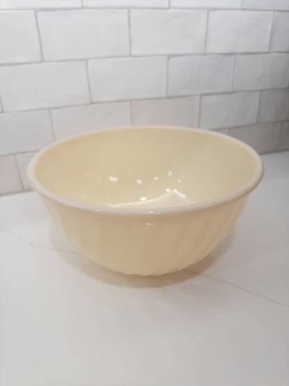Vintage Fire King 9" Ivory Swirl Pattern Milk Glass Mixing Bowl