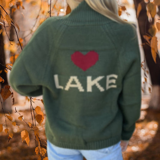 Varsity Green LAKE Cardigan