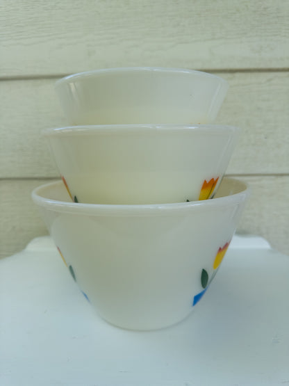 Vintage Fire King Tulip Mixing Bowls, Set of 3