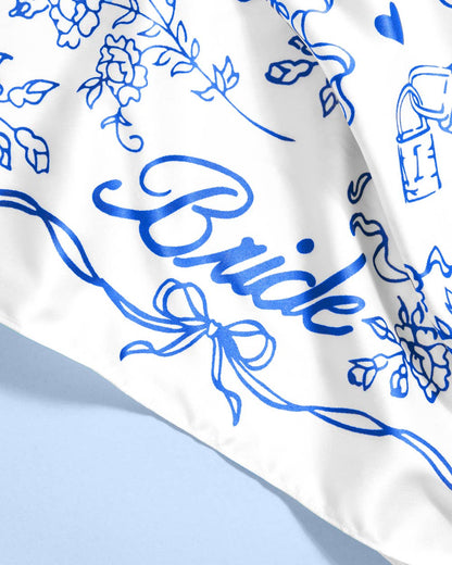 Bride Hair Scarf (Blue & White)