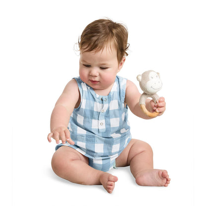 Knitted Rattle with Natural Wood Grip Ring