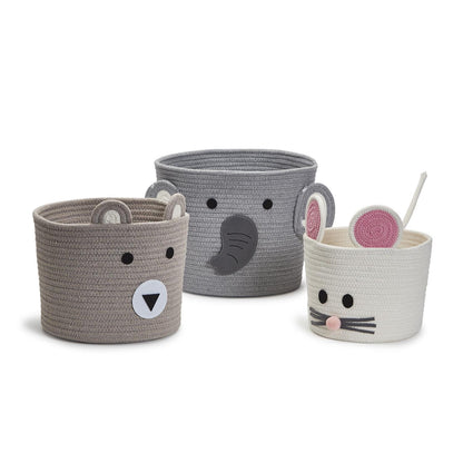 Animal Hand-Crafted Rope Baskets with Applique