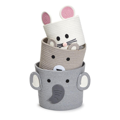 Animal Hand-Crafted Rope Baskets with Applique