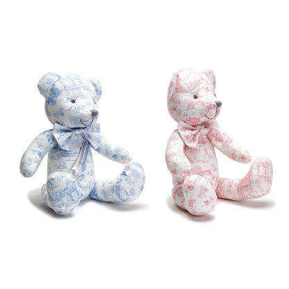 Animal Toile Pattern Stuffed Teddy Bear with Movable Arms and Legs