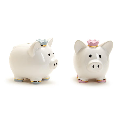 My First Piggy Bank with Crown and Gold Accent in Gift Box