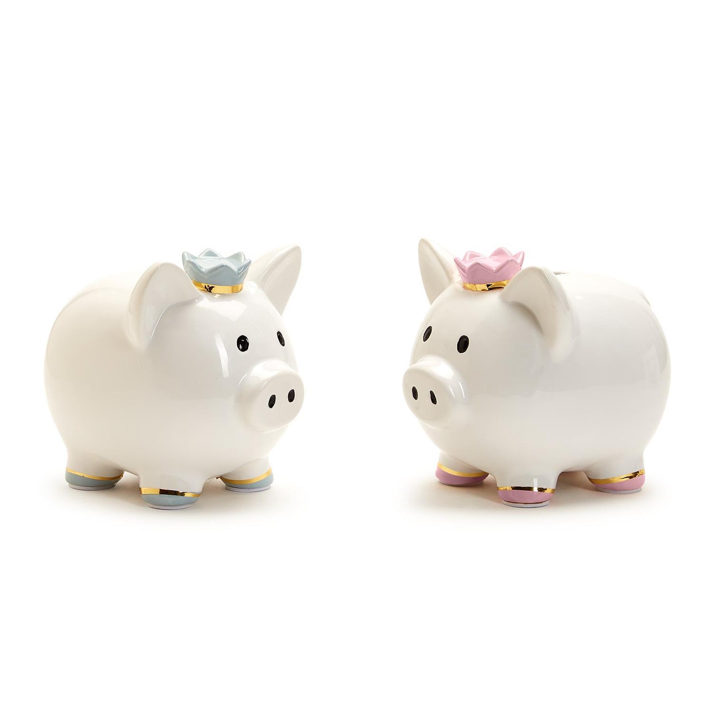 My First Piggy Bank with Crown and Gold Accent in Gift Box