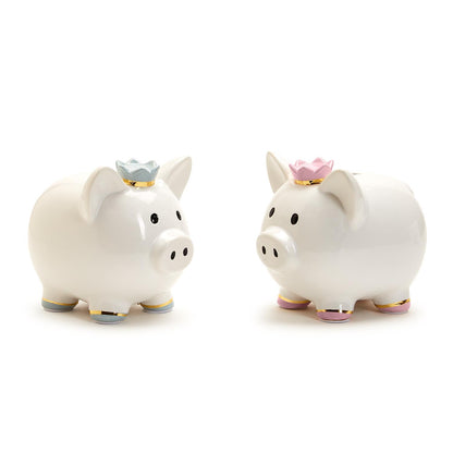My First Piggy Bank with Crown and Gold Accent in Gift Box