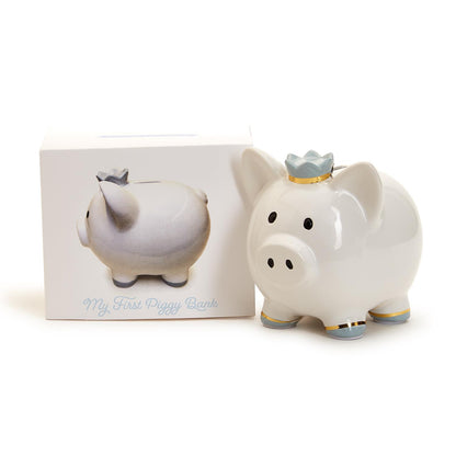 My First Piggy Bank with Crown and Gold Accent in Gift Box