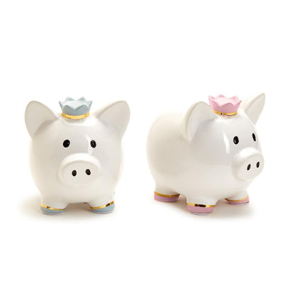 My First Piggy Bank with Crown and Gold Accent in Gift Box